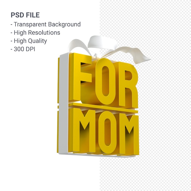 For mom with bow and ribbon 3D rendering isolated