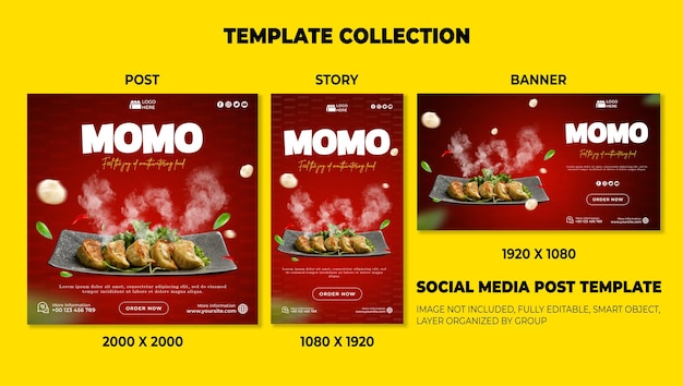 Momo food promotion social media template collection