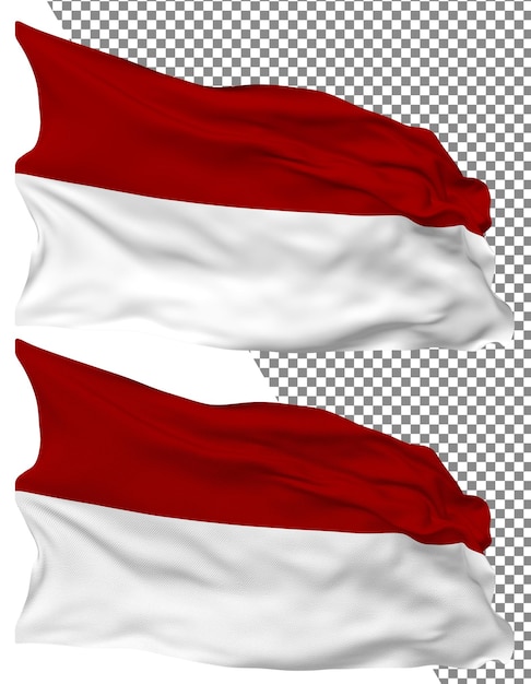 PSD monaco flag wave isolated plain bump texture transparent background 3d rendering