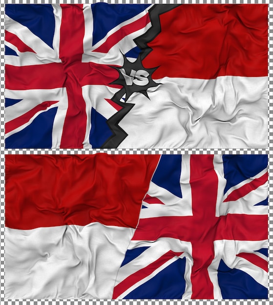 Monako przeciwko Zjednoczonemu Królestwu Półkombinowana Flaga Cloth Bump Texture Rendering 3D