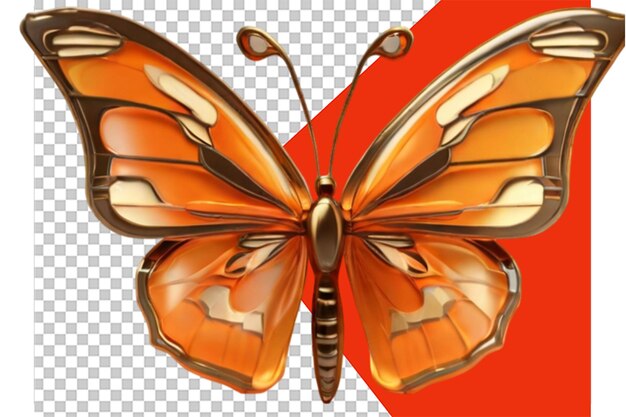 Monarch butterfly in cartoon style on transparent background