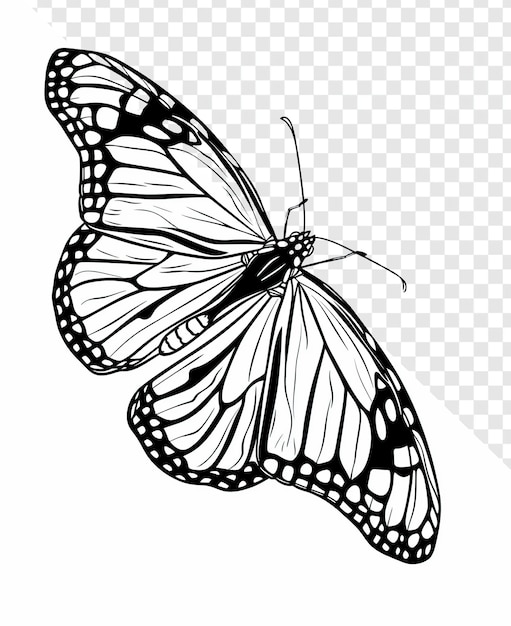 Monarch Butterfly kleurpagina voor kinderen Cartoon Style Geen achtergrond