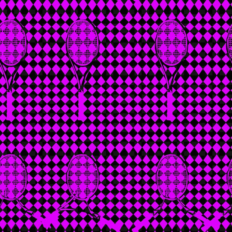 PSD monarch houndstooth pattern with badminton racket icon and a nature inspired abstract outline art