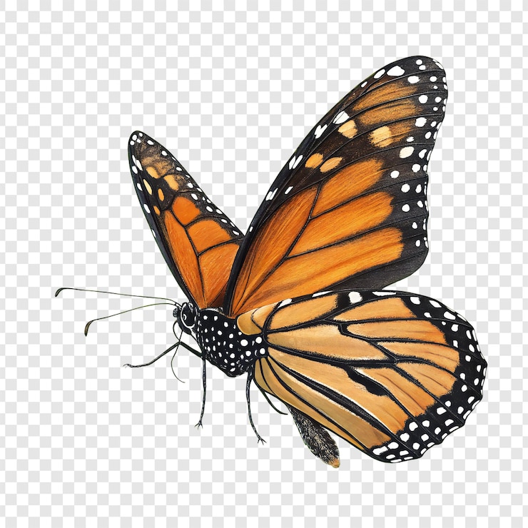 PSD monarchvlinder in vlucht