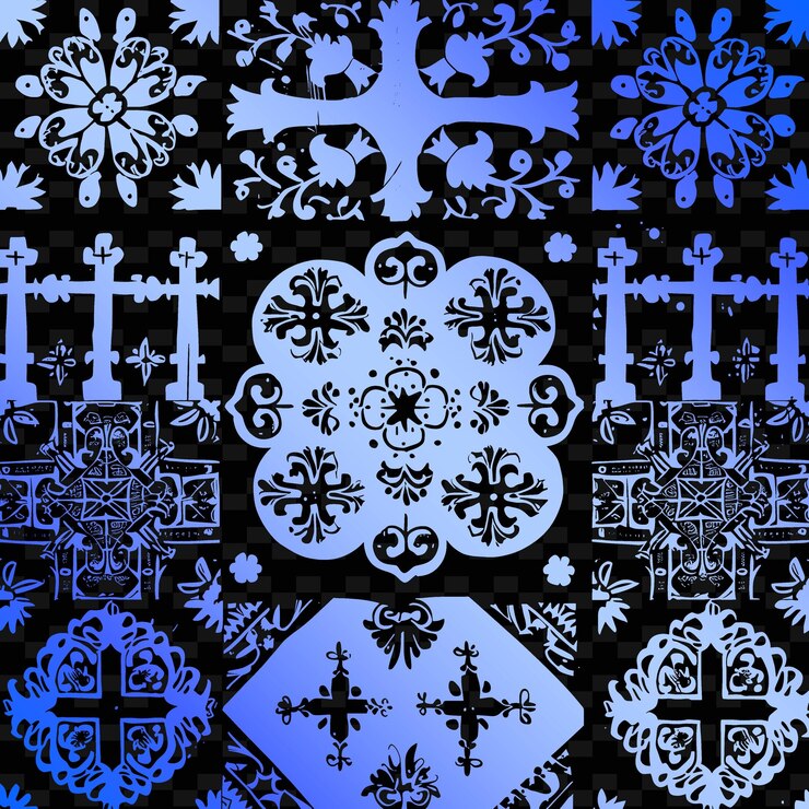 PSD monastery outline with crosses and bibles crosses featured illustration frames decor collection