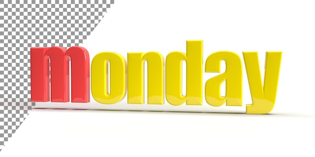 Monday 3d rendering calendar concepts name of the day in the week