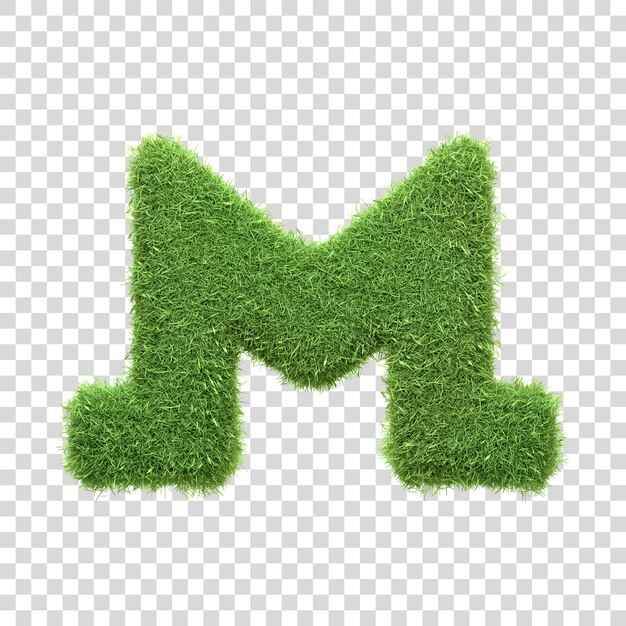 PSD a monero cryptocurrency symbol crafted from lush green grass isolated on a white background