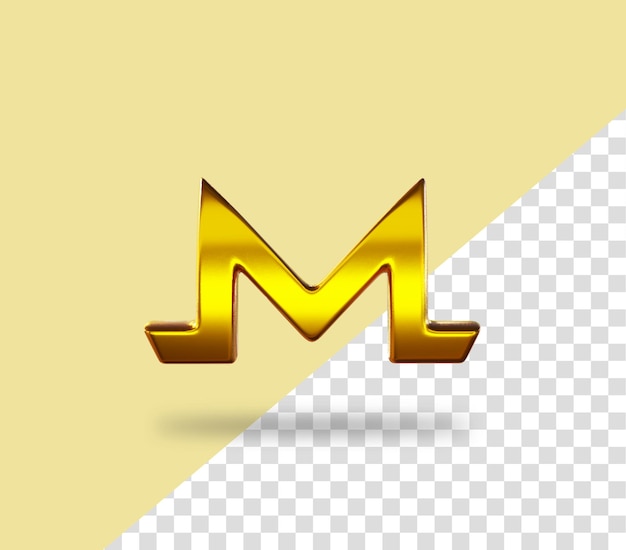 Золотой значок 3d рендеринга знак Monero