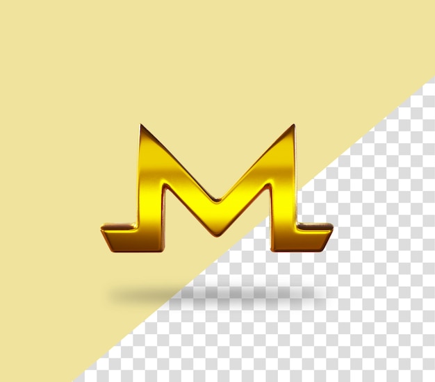 PSD monero sign golden 3d rendering icon