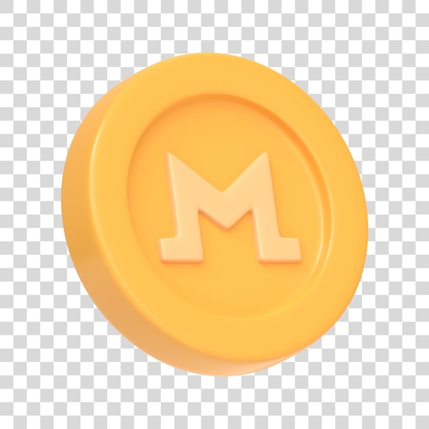 Monero token isolated on white background 3d icon sign and symbol cartoon minimal style