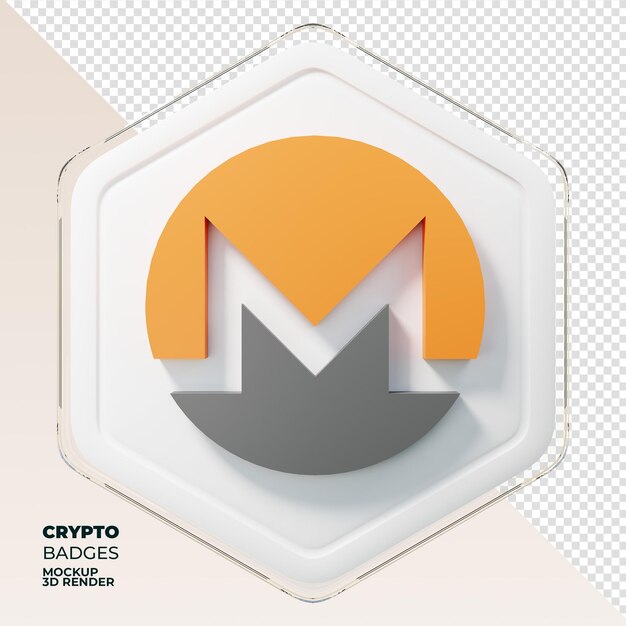 Monero XMR Badge 3D レンダリング コイン