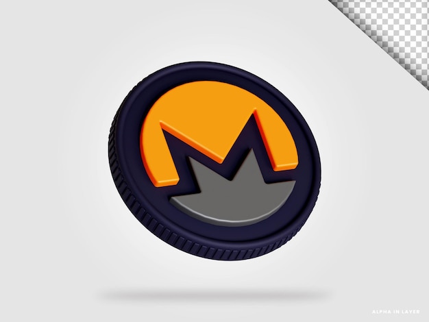 Monero xmr cryptocurrency coin 3d rendering isolated