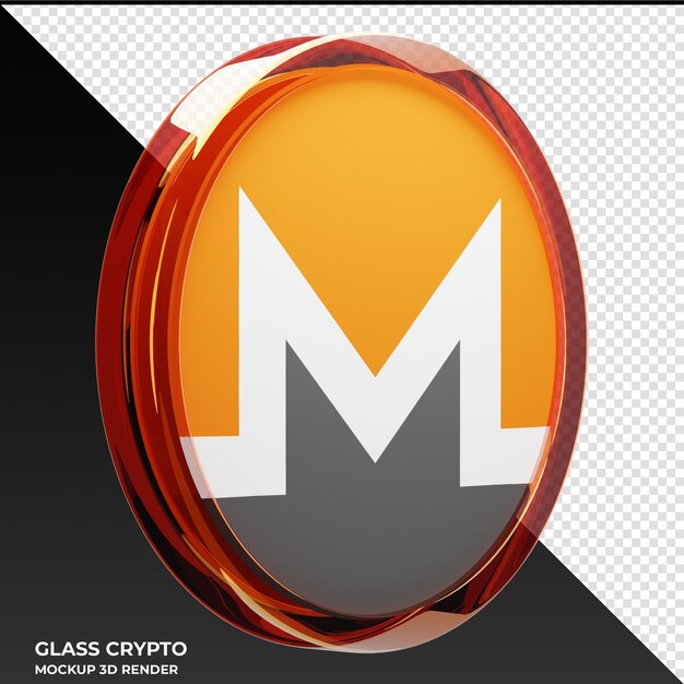 PSD monero xmr 유리 암호화 동전 3d 일러스트레이션