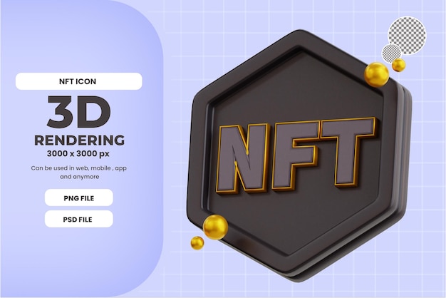 PSD moneta 3d nft z czarną ikoną