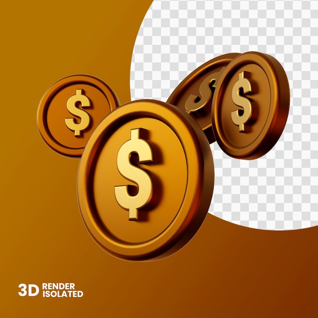 Moneta Renderowania 3d Na Białym Tle