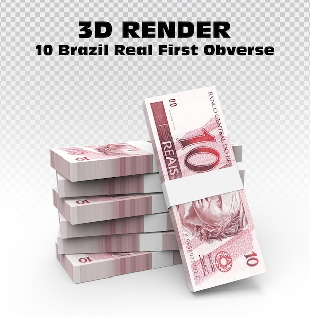 Money 10 브라질 리얼 퍼스트 옵버스 3d 렌더링