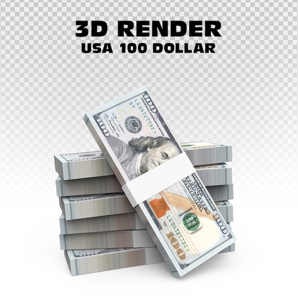 PSD money 100 dollar 3d rendering