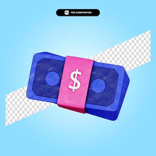 Money 3d render illustration isolated