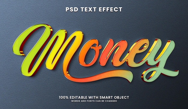 Money 3d text effect template