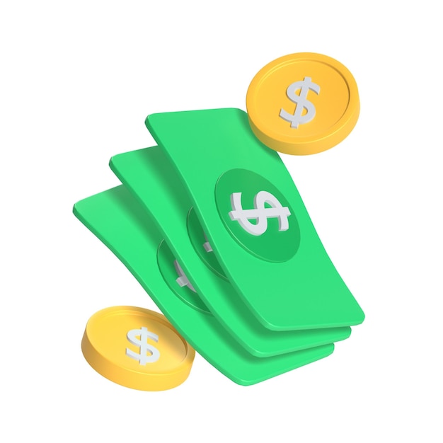 Money 3d vector icon illustration asset