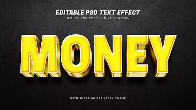 Деньги 3d желтый текстовый эффект редактируемый