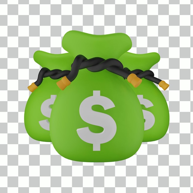 Illustrazione 3d della borsa dei soldi