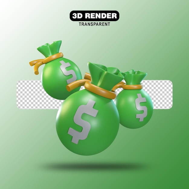 Borsa dei soldi 3d render verde