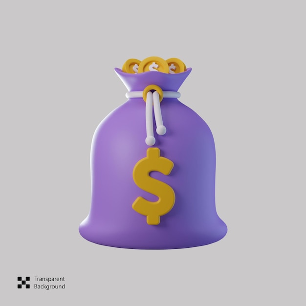 PSD money bag 3d render icon