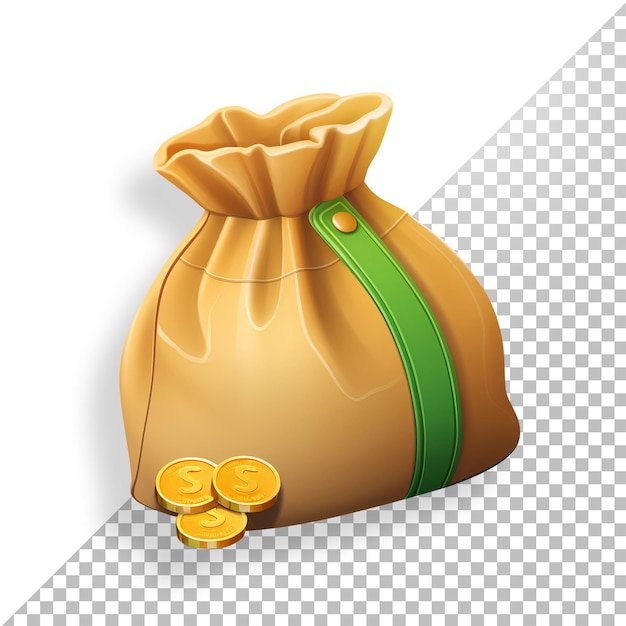 PSD money bag 3d without background