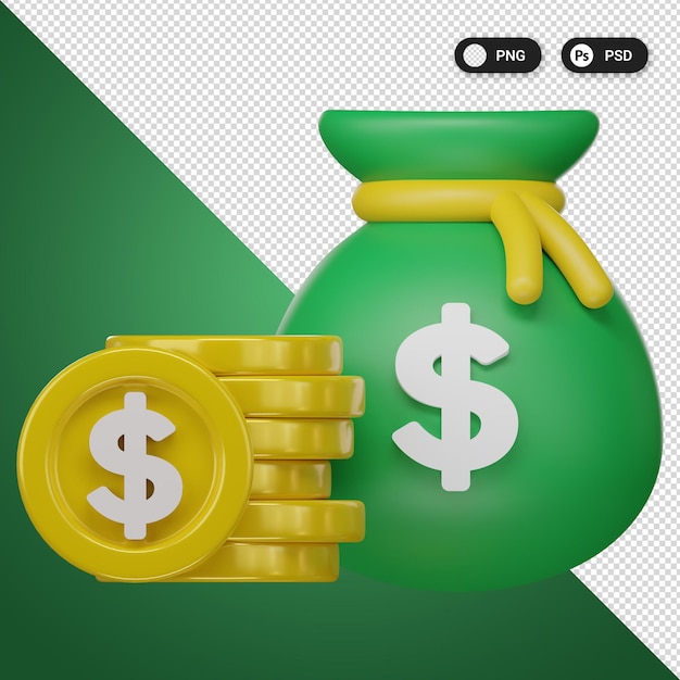 Money Bag Finance 3D icon set