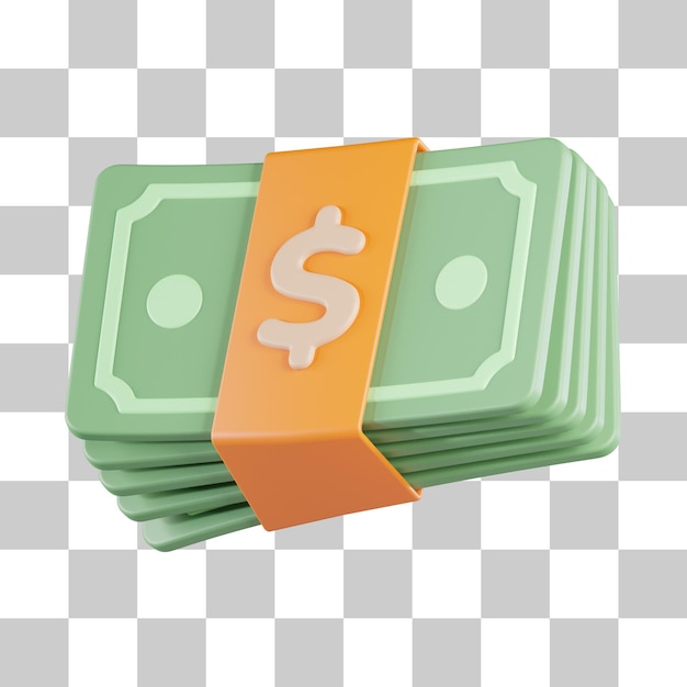 PSD money bundle stack 3d icon