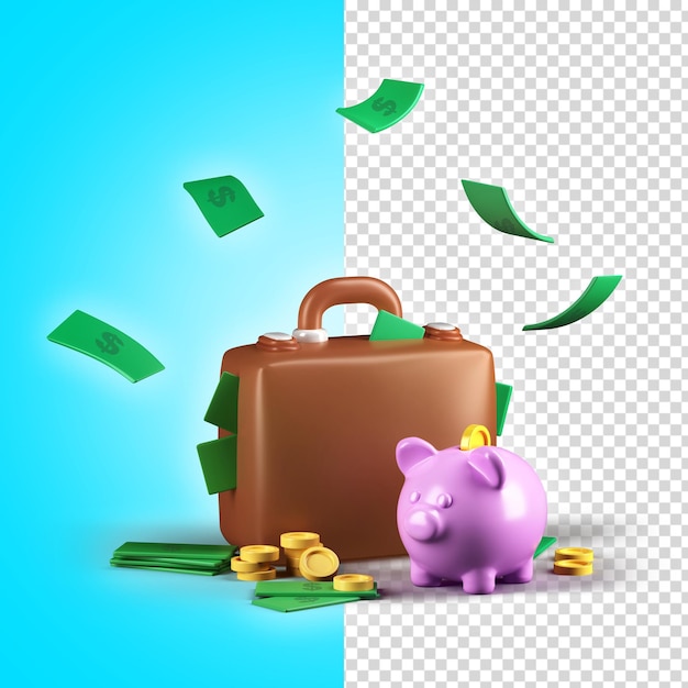 PSD money case 3d illustration