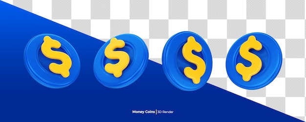 PSD money coin icon 3d render