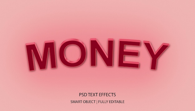 Money editable text effect PSD in modern trend style