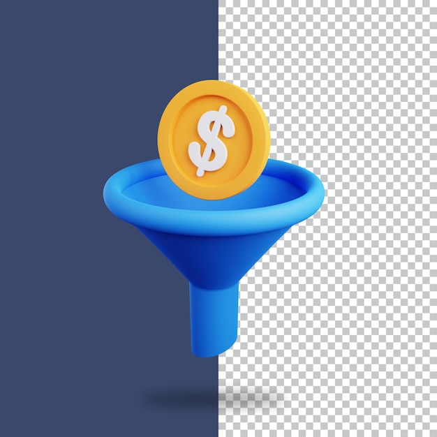 PSD money filter in 3d render for graphic asset web presentation or other