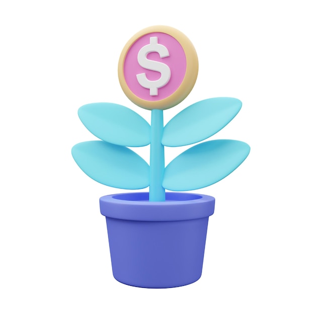 PSD money grow 3d icon for banking