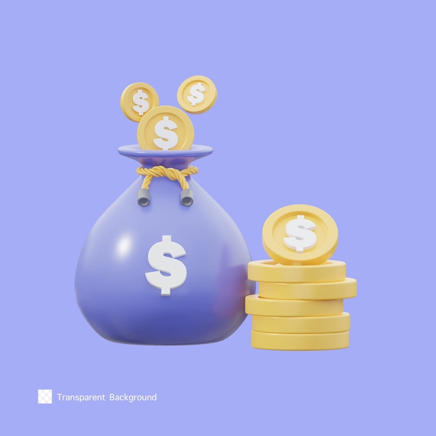 PSD money icon 3d rendering illustration