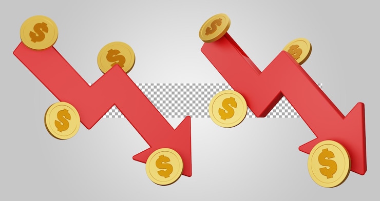PSD money inflation recession depression on transparent background 3d illustration