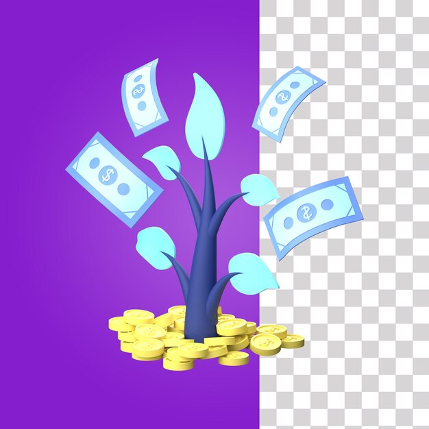 Money plant 3d illustration