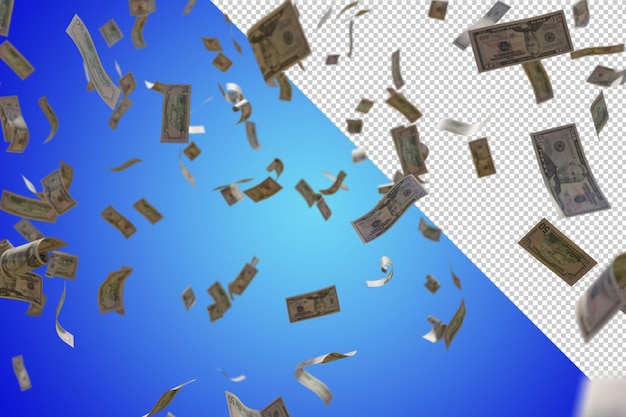 money rain 3d render isolated