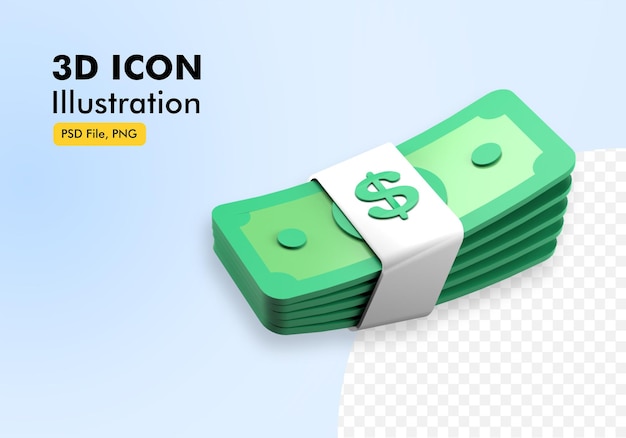 Money stack 3d icon illustration