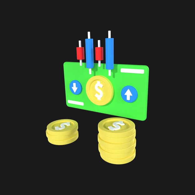 PSD money trading 3d icon