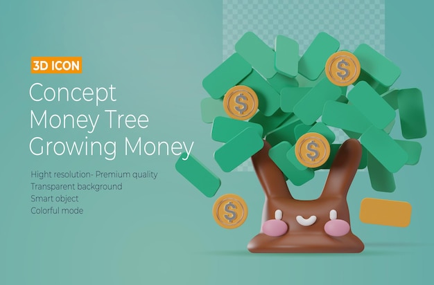 Money tree 3d icon