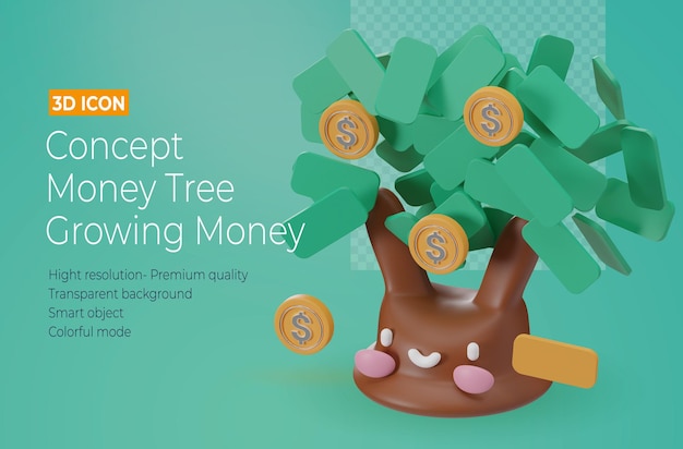 PSD money tree 3d icon