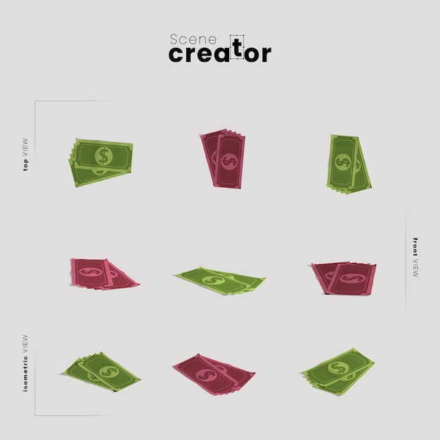 Money various angles for scene creator illustrations