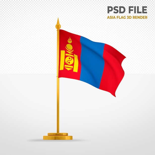 Bandiera della mongolia in stile 3d