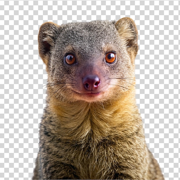 PSD mongoose isolated on a transparent background closeup portrait