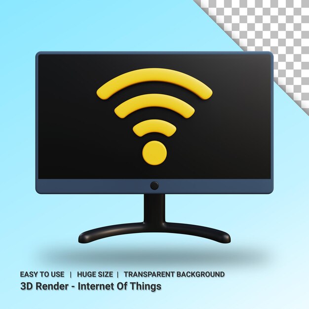 Monitor 3d illustration with transparent background