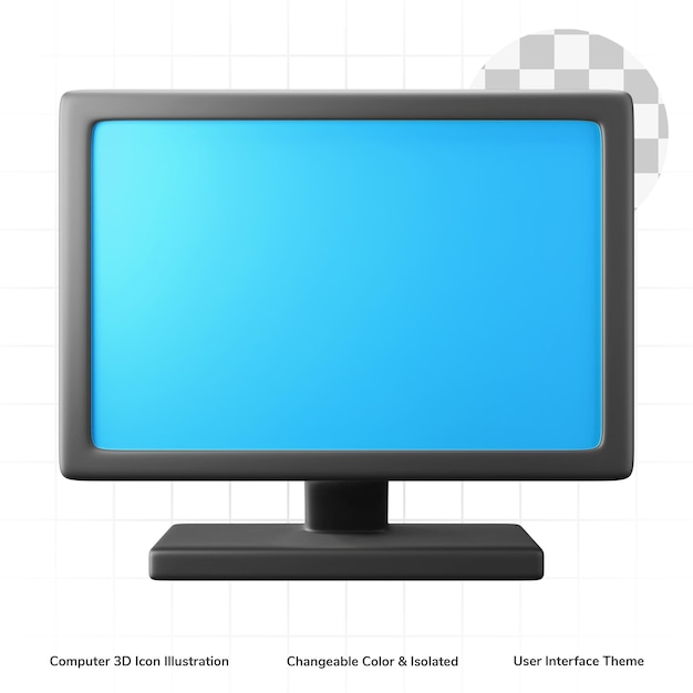 Monitor computer screen user interface 3d render icon editable isolated