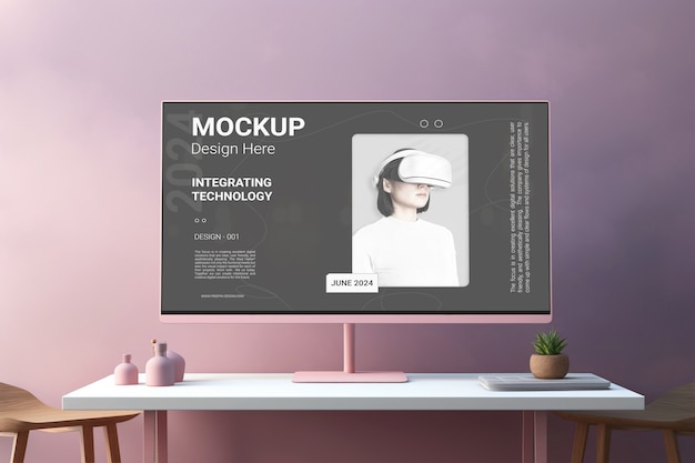 PSD monitor on desk mockup